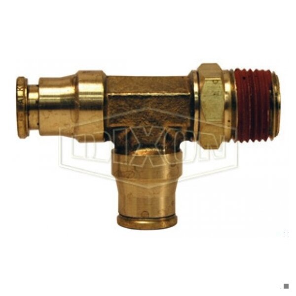 71S16X 12 Push-In Run Tee, 3/8 x 1/2 in Nominal, MNPT Swivel x Tube, Brass, Domestic